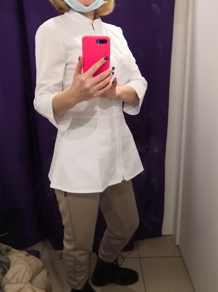 Качество рубашки отличное, красивый фасон! Но, к сожалению, возврат, тк на мой 42-44, 44 размер оказался впритык, мне не комфортно, в плечах тянет, работать будет неудобно. Буду ждать, когда появится 46 р