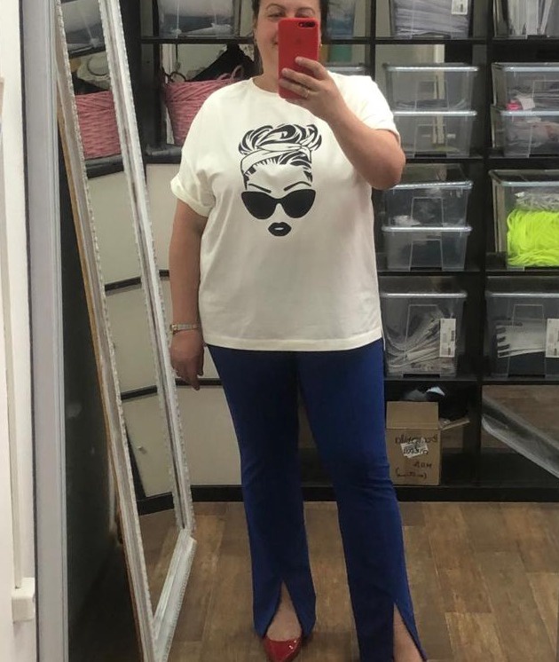  Хорошо будет сочетаться с туникой и с любой обувью. Отлично подойдет на фигуру ЯБЛОКО, мои параметры: Рост 164 см, ОГ 116 см., ОБ 121 см. 