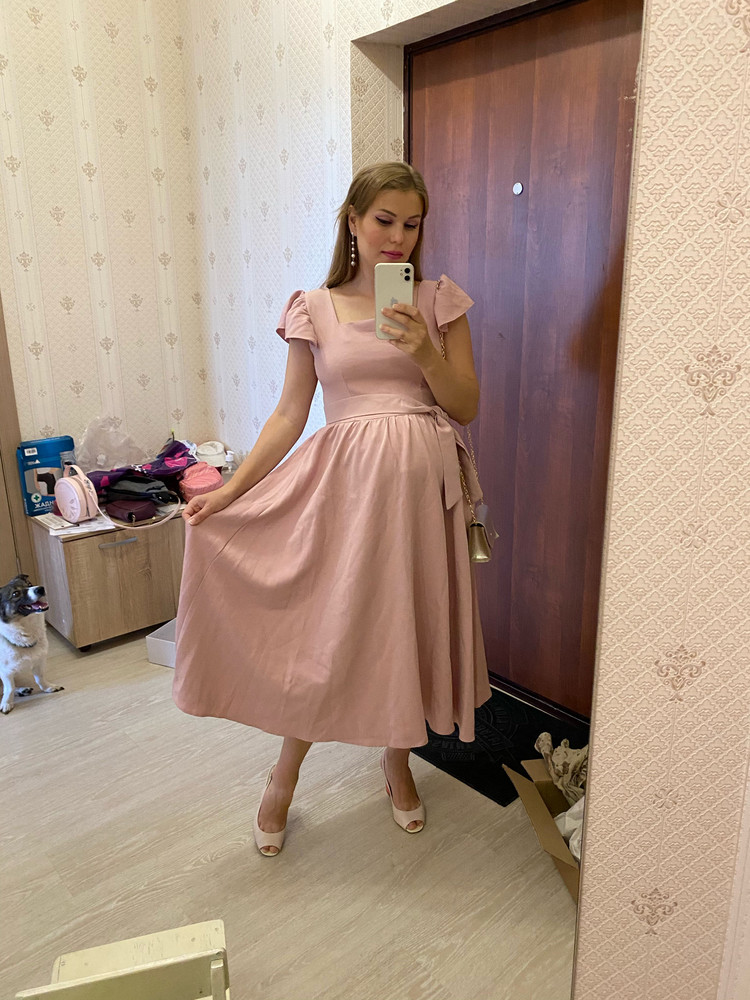 Классное платье, красивый оттенок «пыльная Роза», беремен отл подошло  👍 ткань хорошая, качество пошива норм, нитки не критичны 