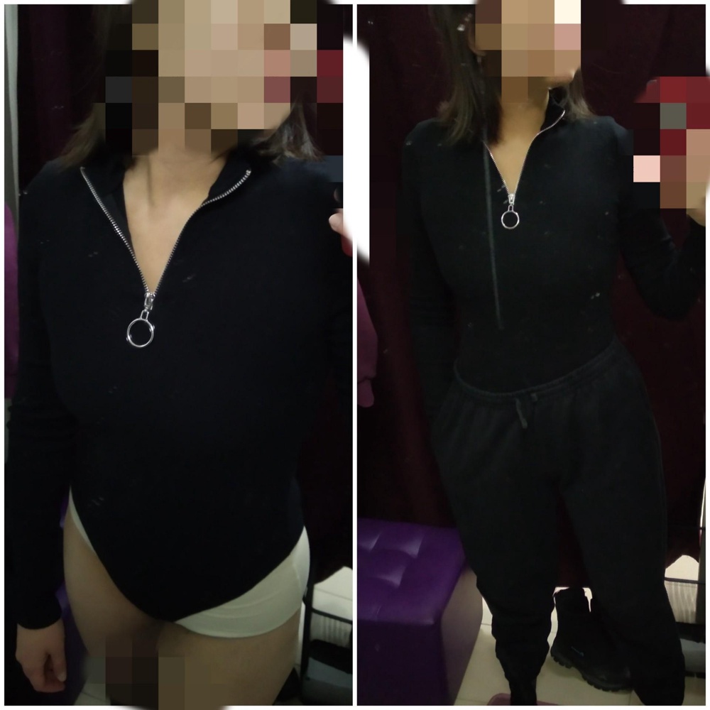 Боди в целом хорошее. Материал плотный. Для меня сильно облегает.
И очень высокие вырезы для ног.