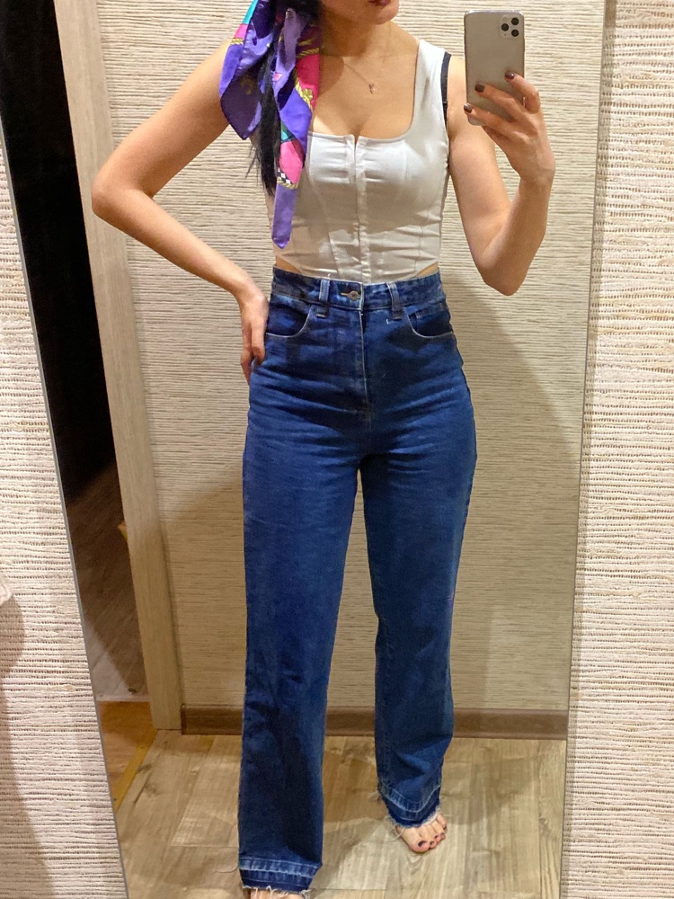 413₽. Отказ. Простой топ. Мои параметры: рост 175, ог 86, от 74, об 104. 