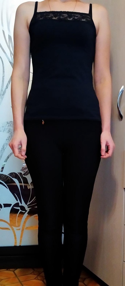 Майка хорошая. К телу пртятная. По размеру, на 46 подошла 3.