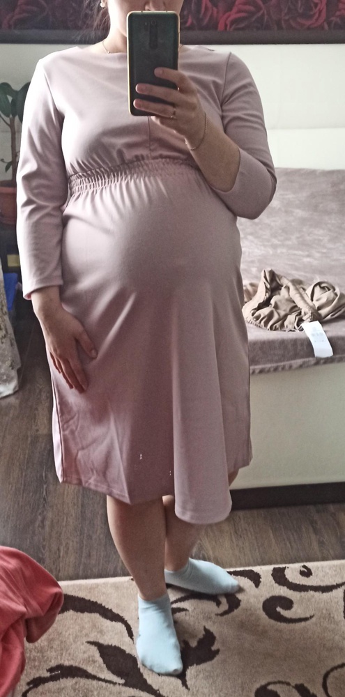 Купила на животик 9 месяца, живот 100 см, ог 97см, рост 160 см. Думаю пойдет и на выписку. Замочек впереди очень кстати для кормления. Ткань приятная, проносила день, не вспотела))