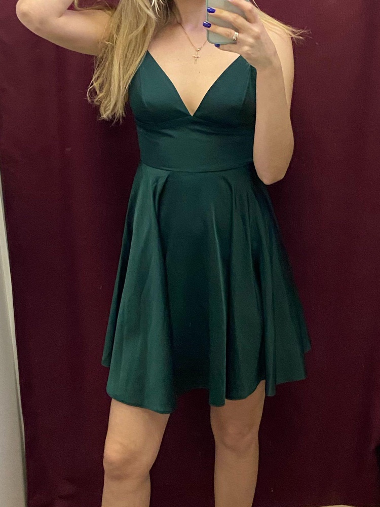 Красивое, смотрится дорого, можно без лифчика (ткань плотная, позволяет ) так как спинка открыта , не просвечивает ! 