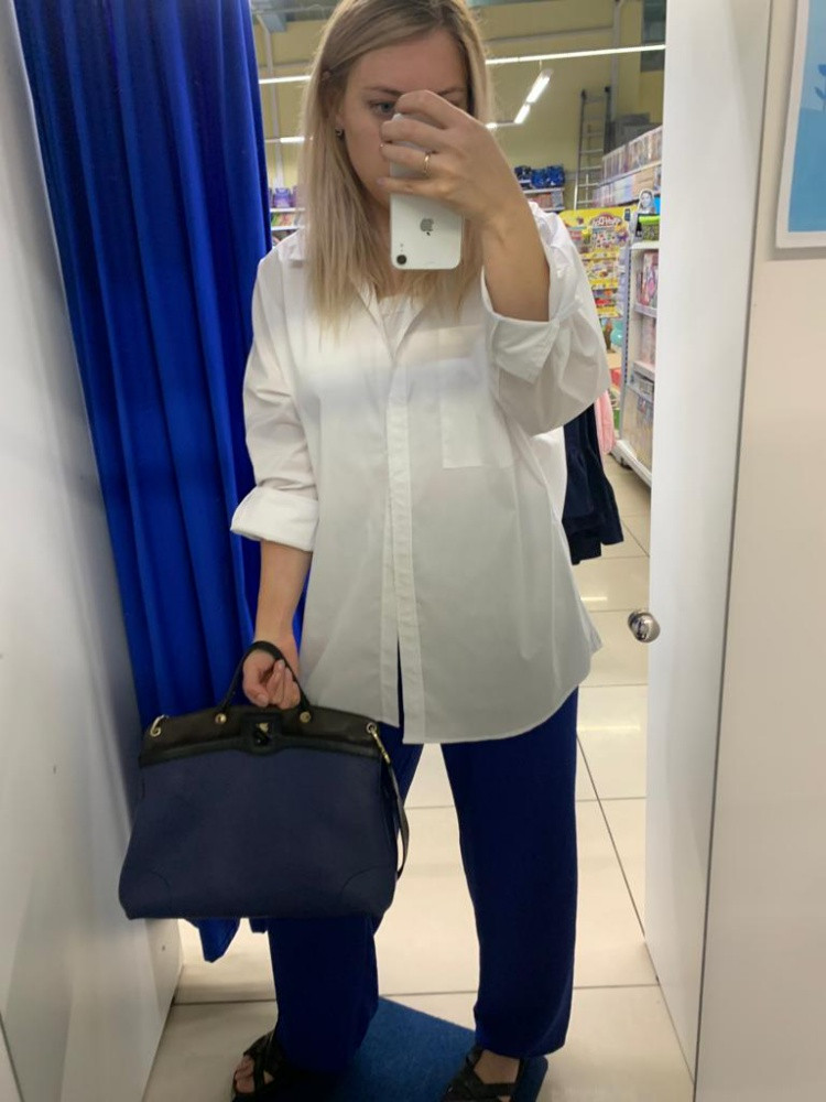 обалденная белая рубашка оверсайз! Фасон отпад, качественная, приятная, одно удовольствие!🤗 Большое спасибо!!!