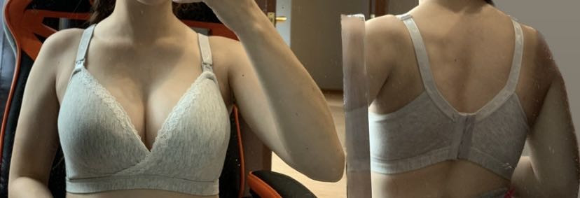 Любовь с первого взгляда. Грудь в нем красивая. Ходить удобно. 2 резиночки в подарок положили еще, спасибо 🫶 На свои параметры: ОГ-91 и обхват под грудью - 79, взяла размер 36/80, вполне комфортно сейчас ходить и есть место для молока, которое прибудет. Еще удобно поправлять его, ничего не растёгивается, как с лифами с заклепками под грудью🫶