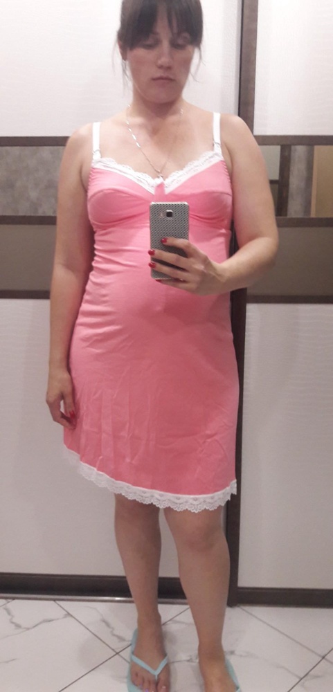 Хорошая сорочка, но очень жесткие лямки, мне не очень комфортно спать после рождения буду носить как домашнее платье, а там посмотрим, кружево мягкое.