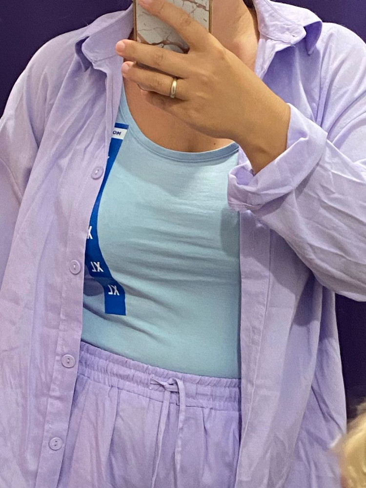 Майка хорошая, но ЦВЕТ ПРИШЁЛ не белый, а голубой 😅 возврат